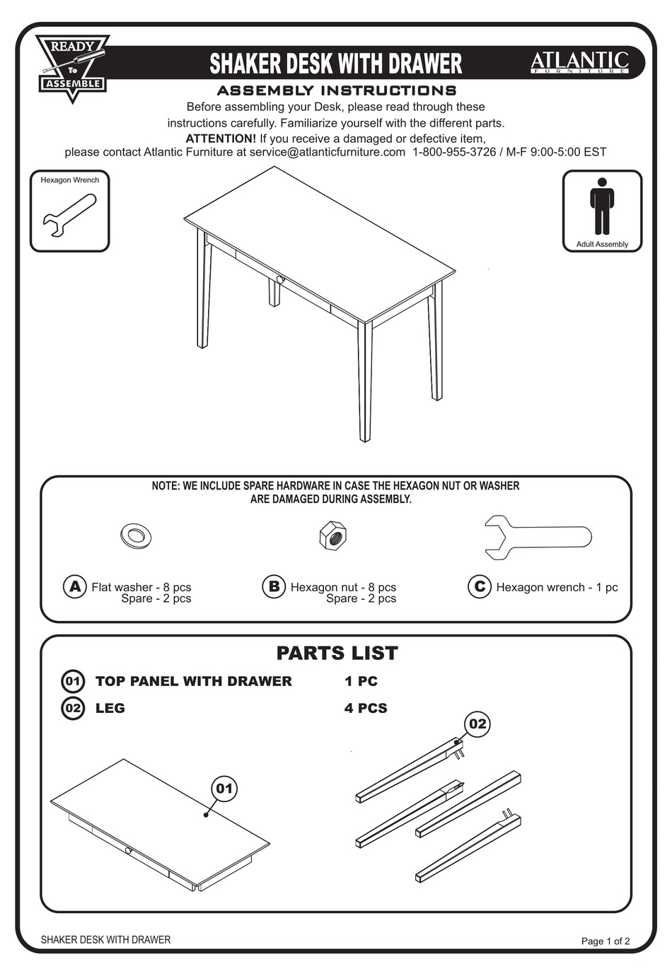 ATLANTIC FURNITURE SHAKER ASSEMBLY INSTRUCTIONS Pdf Download ManualsLib