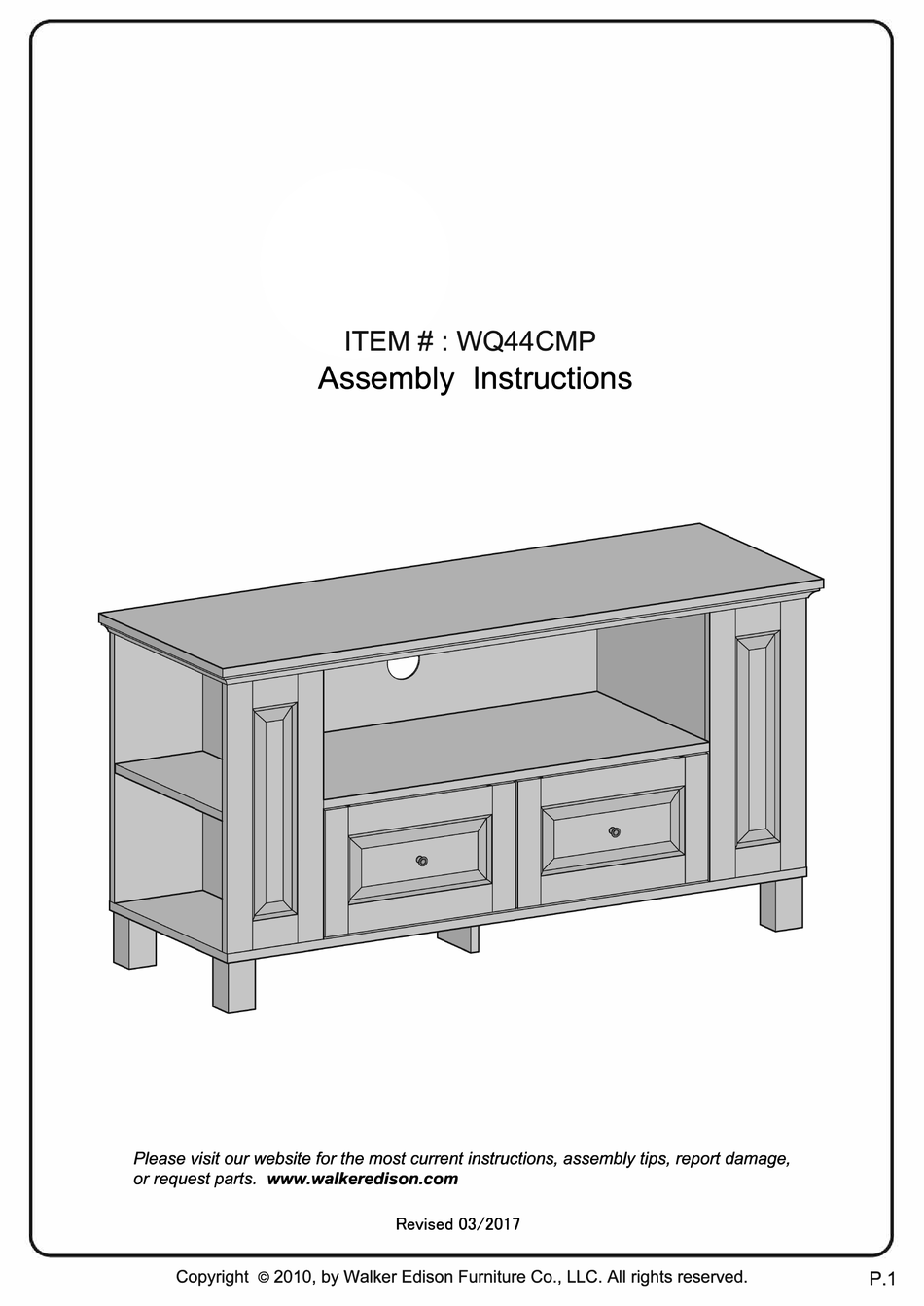 WALKER EDISON WQ44CMP ASSEMBLY INSTRUCTIONS MANUAL Pdf Download