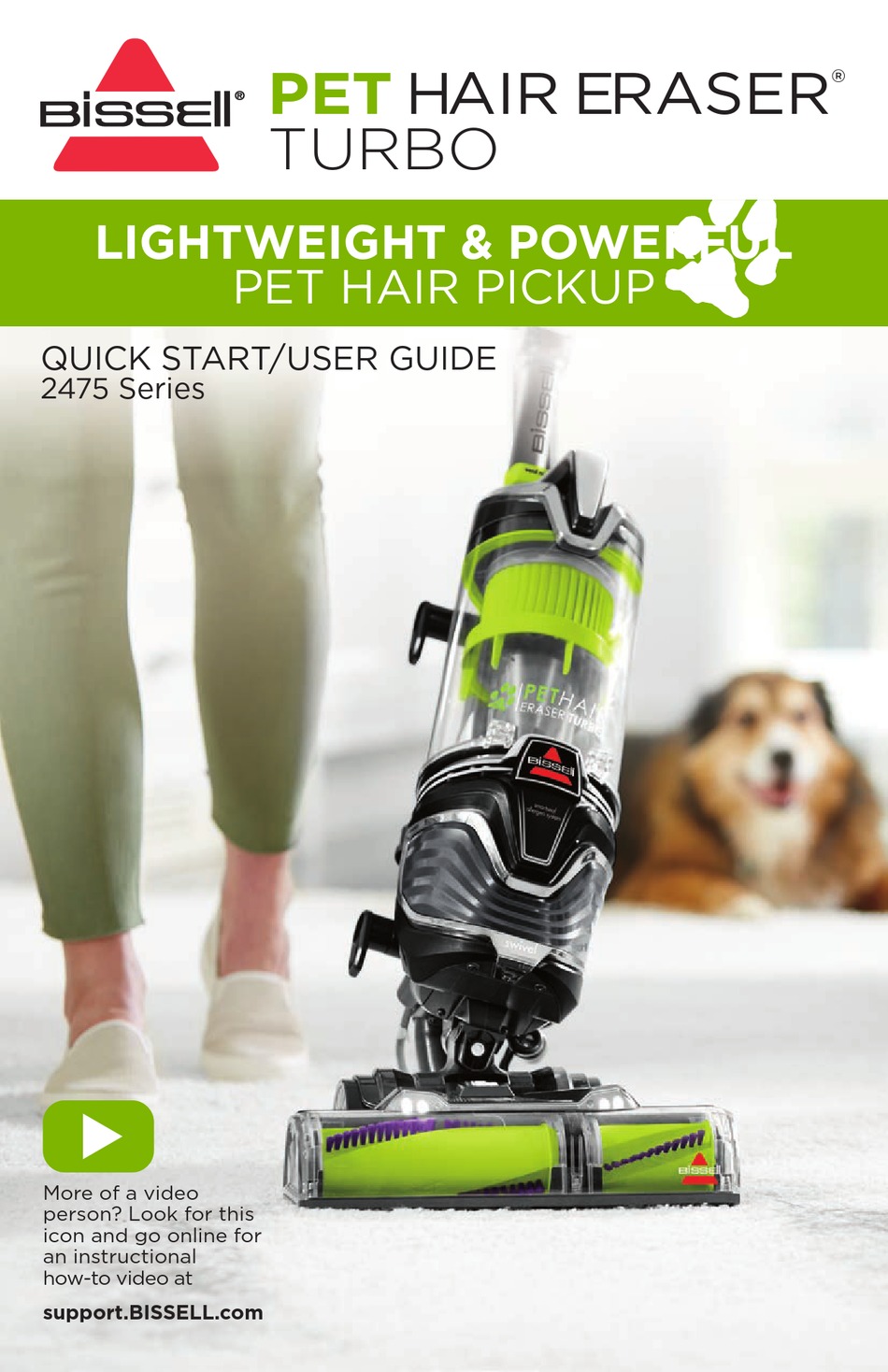 BISSELL PET HAIR ERASER 2475 SERIES QUICK START MANUAL Pdf Download
