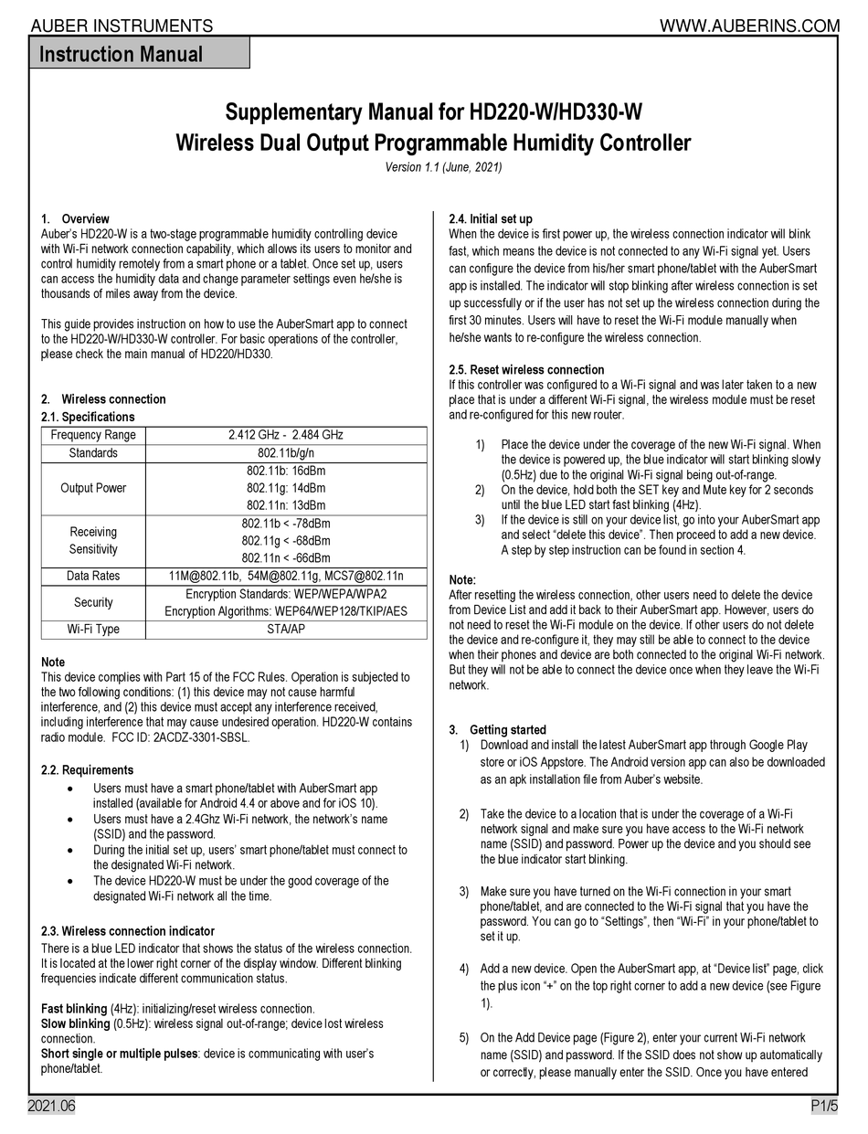 AUBER INSTRUMENTS HD220W SUPPLEMENTARY MANUAL Pdf Download ManualsLib