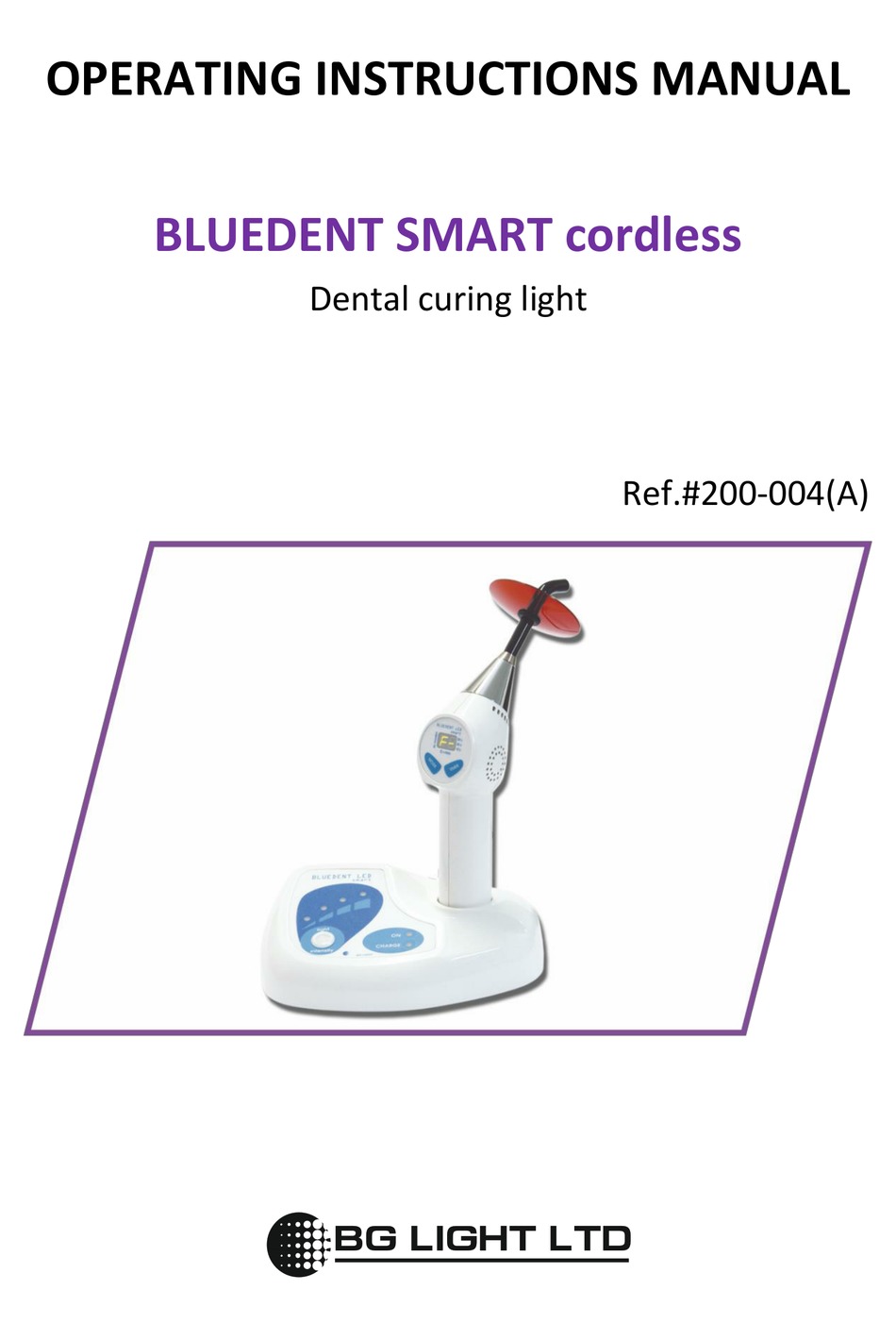 BG LIGHT BLUEDENT SMART CORDLESS OPERATING INSTRUCTIONS MANUAL Pdf ...