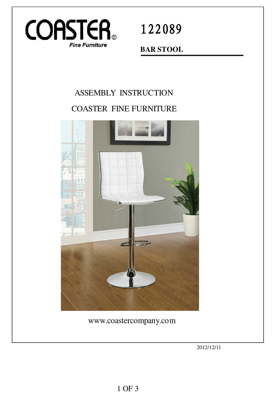 COASTER 122089 ASSEMBLY INSTRUCTION Pdf Download ManualsLib