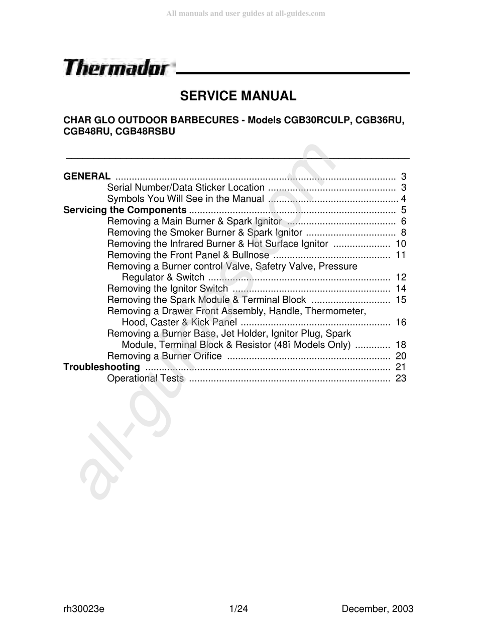 THERMADOR CGB30RCULP SERVICE MANUAL Pdf Download ManualsLib