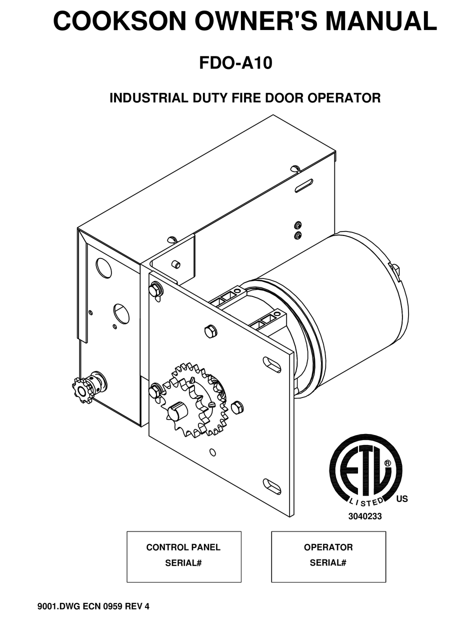 COOKSON FDOA10 OWNER'S MANUAL Pdf Download ManualsLib