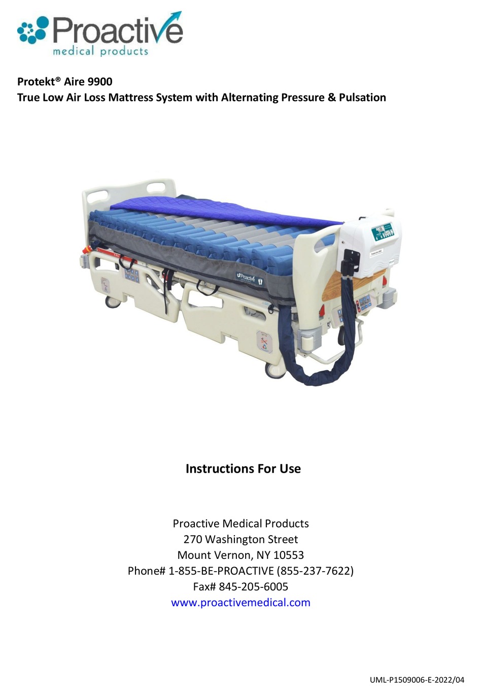 PROACTIVE MEDICAL PROTEKT AIRE 9900 INSTRUCTIONS FOR USE MANUAL Pdf