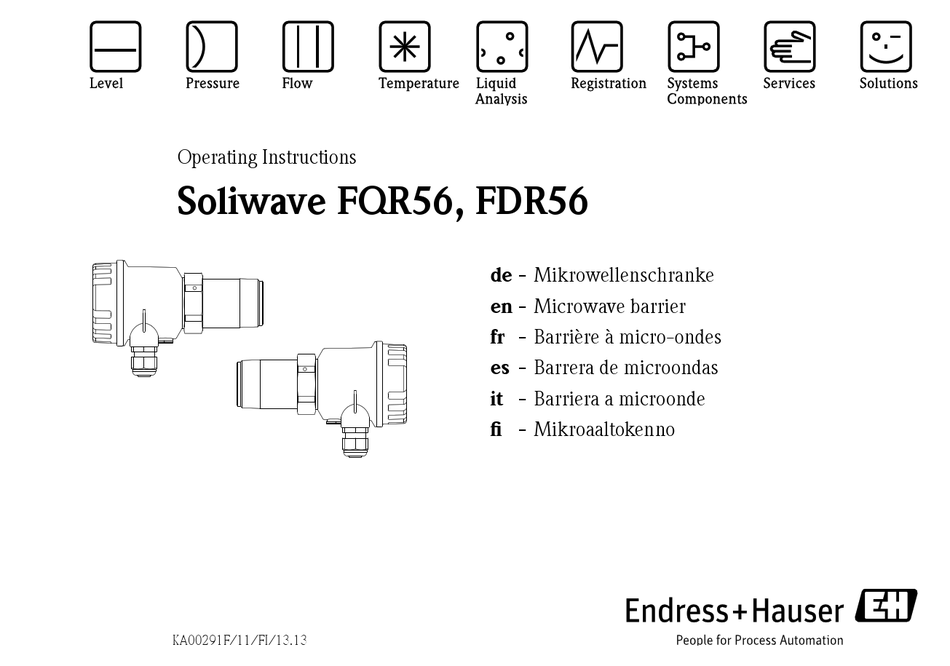 ENDRESS+HAUSER SOLIWAVE FQR56 OPERATING INSTRUCTIONS MANUAL Pdf