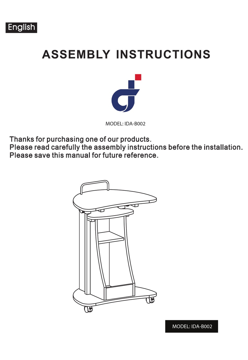 INSTANT DESKS IDAB002 ASSEMBLY INSTRUCTIONS MANUAL Pdf Download ManualsLib