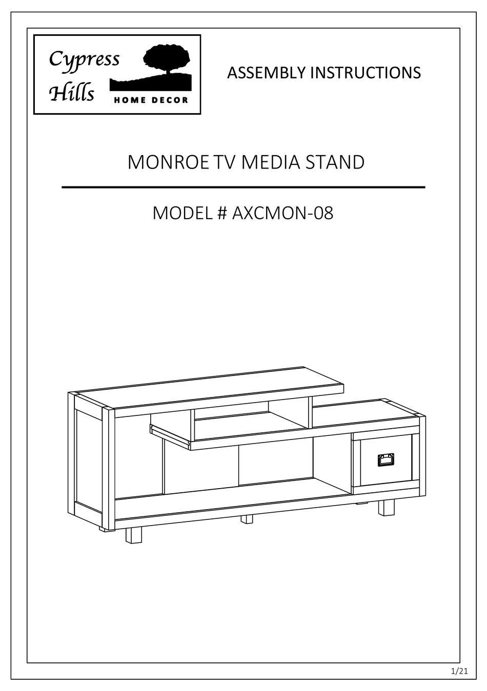 CYPRESS HILLS MONROE ASSEMBLY INSTRUCTIONS MANUAL Pdf Download | ManualsLib