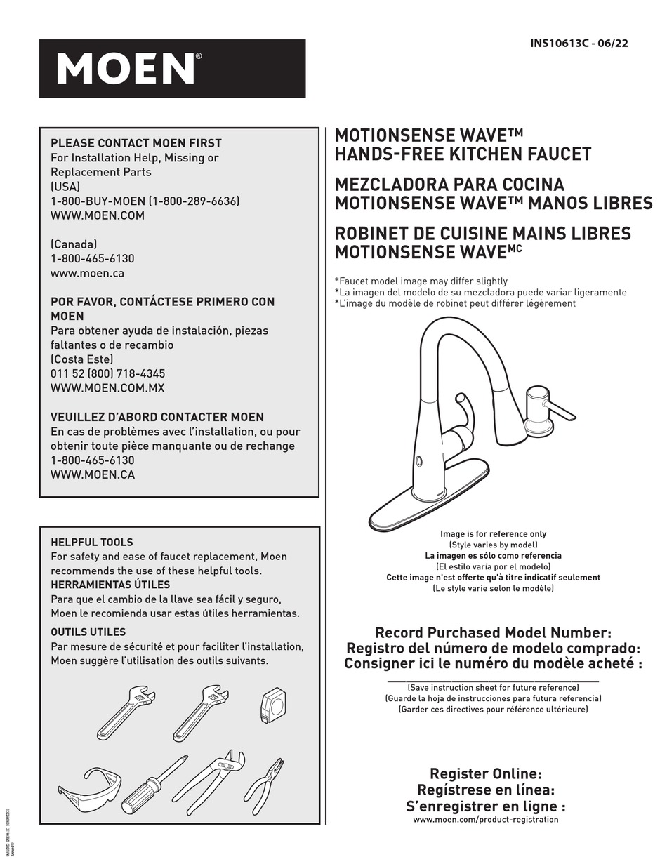 MOEN MOTIONSENSE WAVE 7864EWBL MANUAL Pdf Download ManualsLib   Moen Motionsense Wave 7864ewbl 