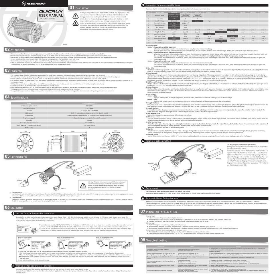 HOBBYWING QUICRUN FUSION PRO USER MANUAL Pdf Download ManualsLib
