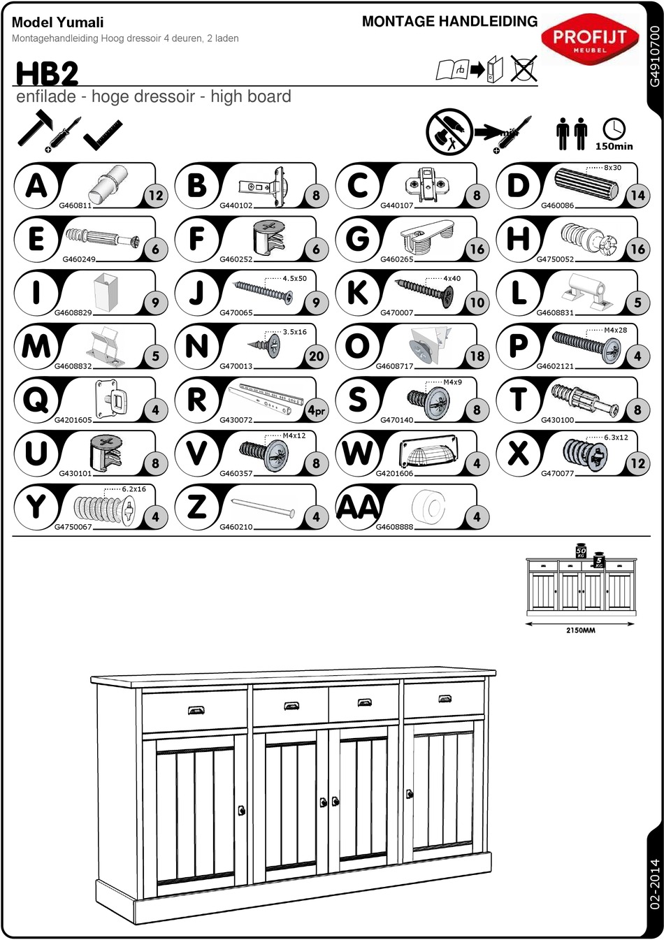 PROFIJT MEUBEL YUMALI HB2 MANUAL Pdf Download ManualsLib