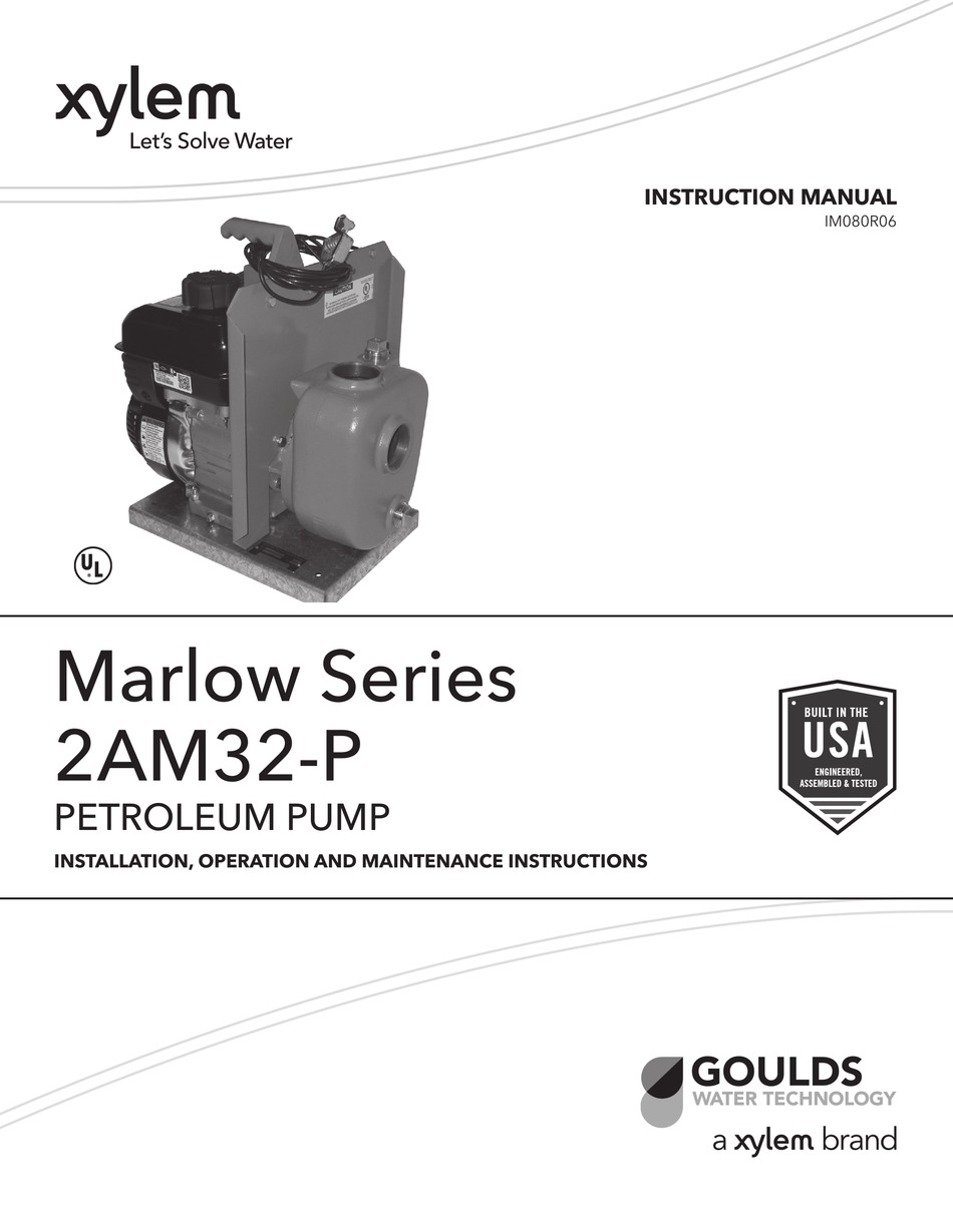 XYLEM GOULDS MARLOW SERIES INSTALLATION, OPERATION AND MAINTENANCE