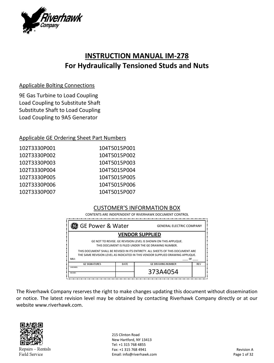 RIVERHAWK IM278 INSTRUCTION MANUAL Pdf Download ManualsLib
