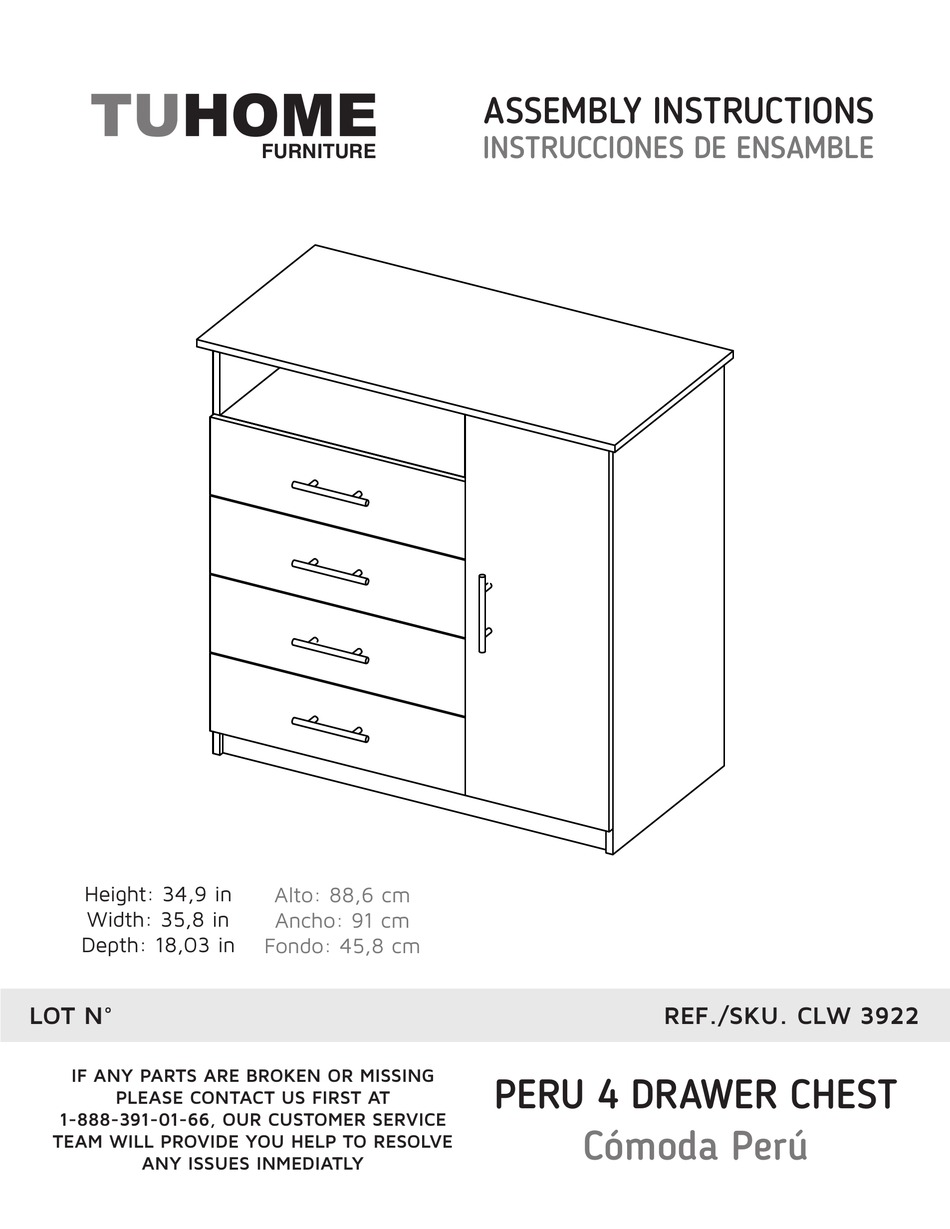 TUHOME FURNITURE PERU CLW 3922 ASSEMBLY INSTRUCTIONS MANUAL Pdf