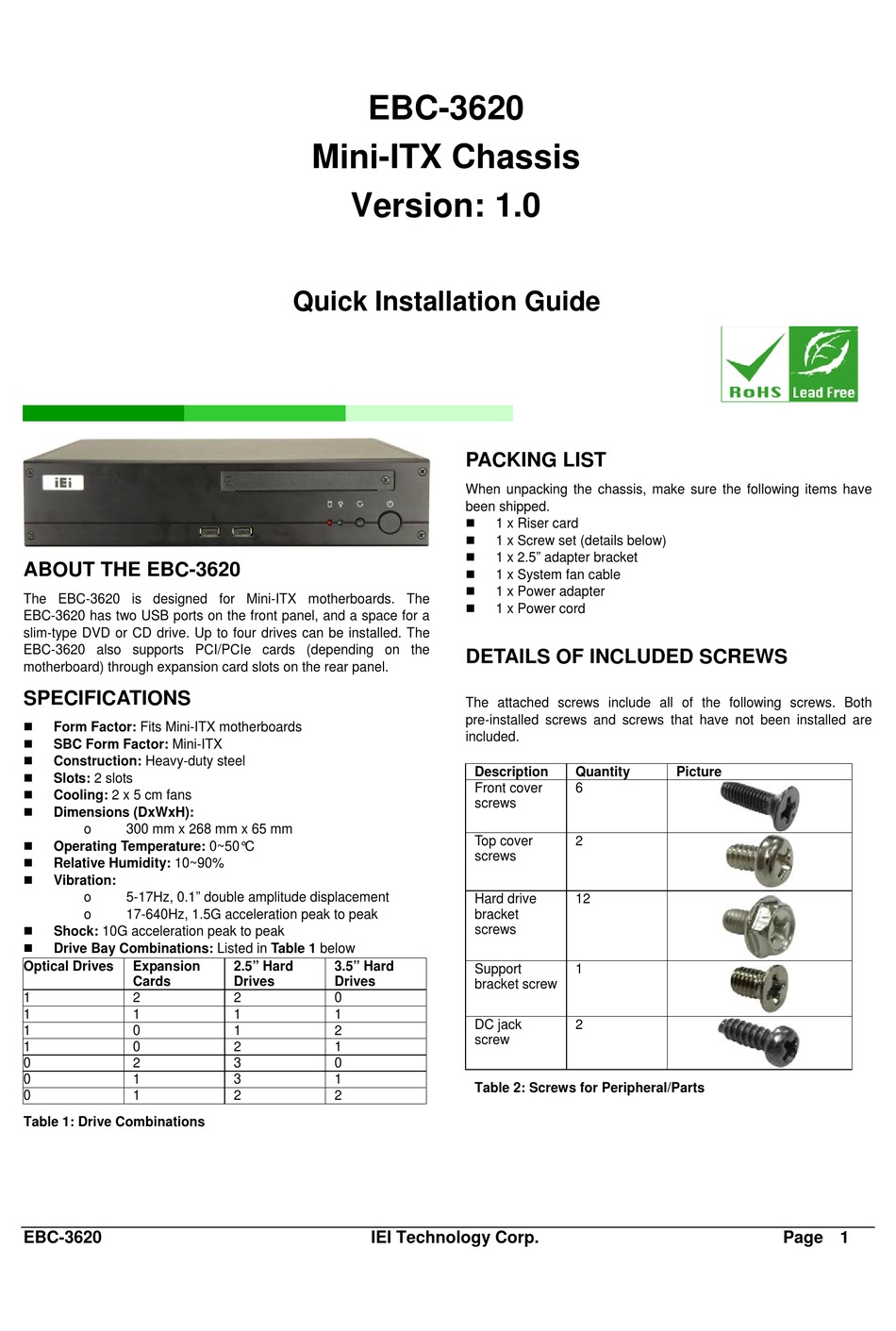 IEI TECHNOLOGY EBC3620 QUICK INSTALLATION MANUAL Pdf Download ManualsLib