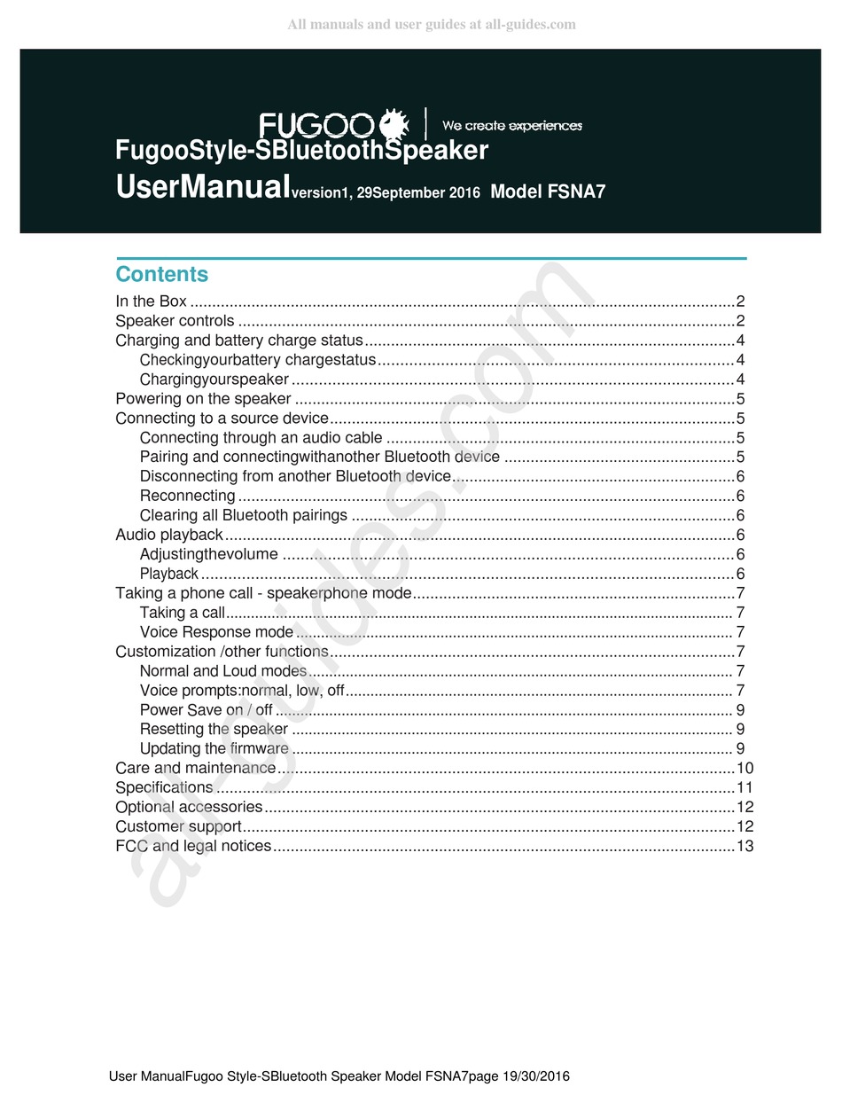 FUGOO FSNA7 USER MANUAL Pdf Download ManualsLib