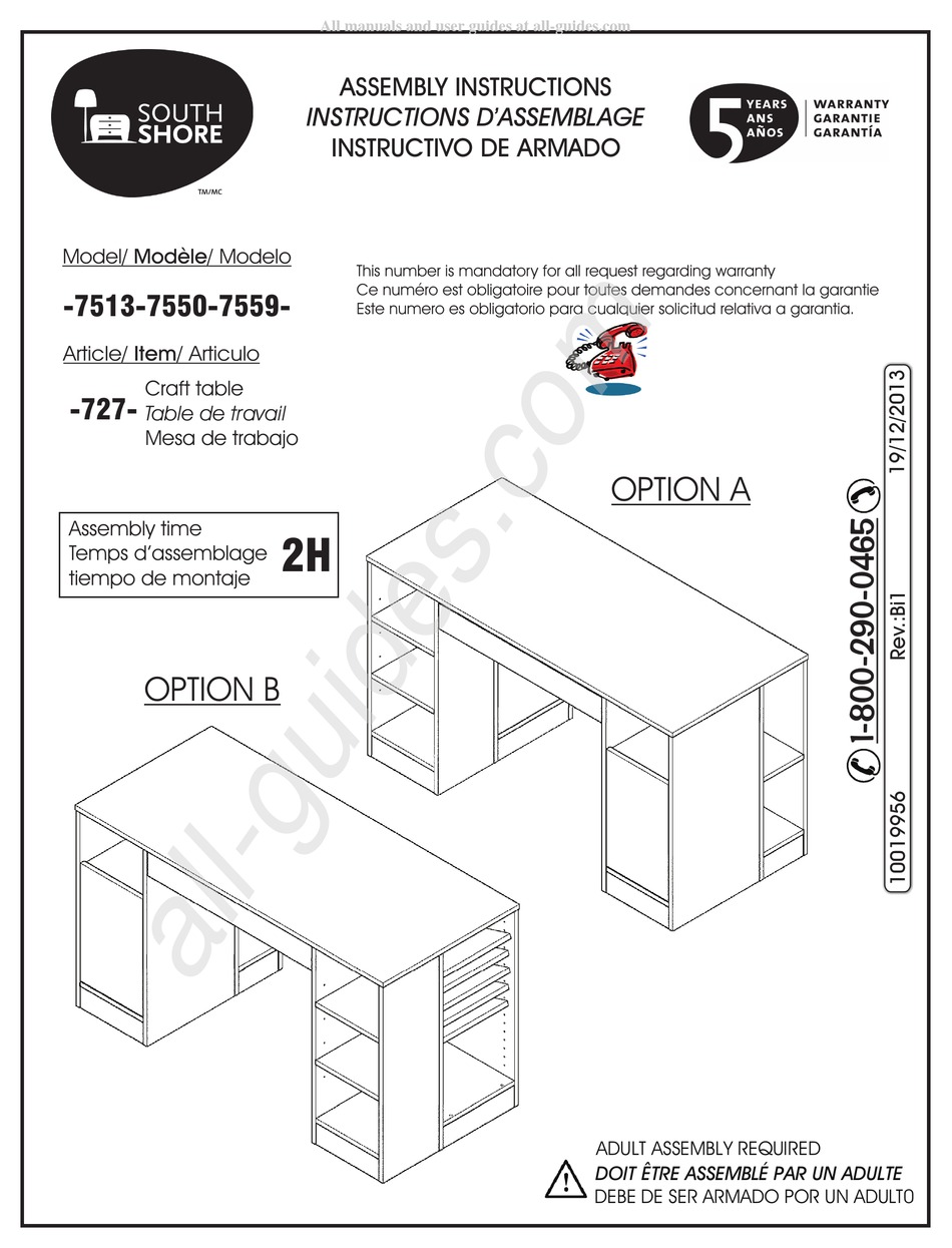 SOUTH SHORE 7513 ASSEMBLY INSTRUCTIONS MANUAL Pdf Download ManualsLib