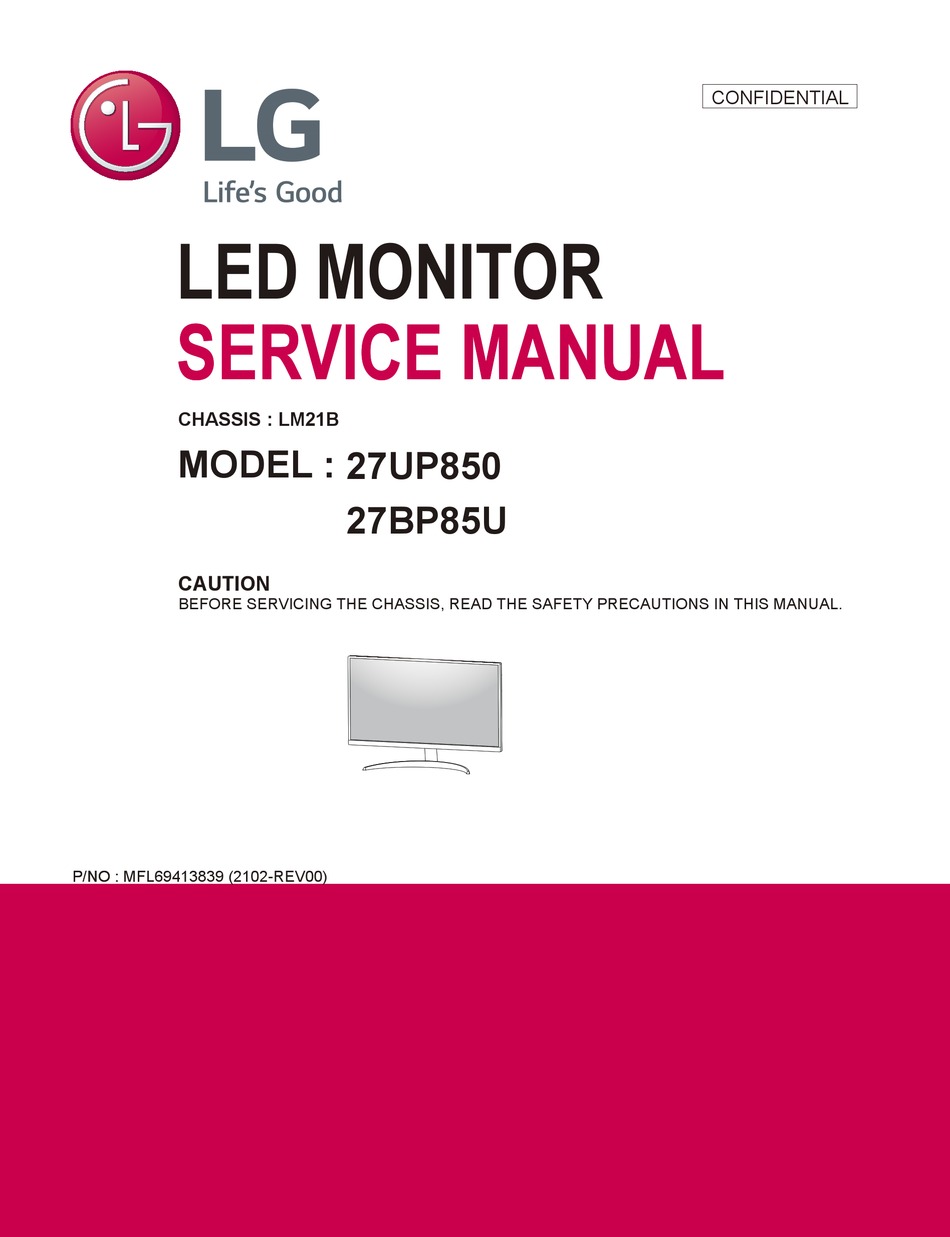 LG 27UP850 SERVICE MANUAL Pdf Download | ManualsLib