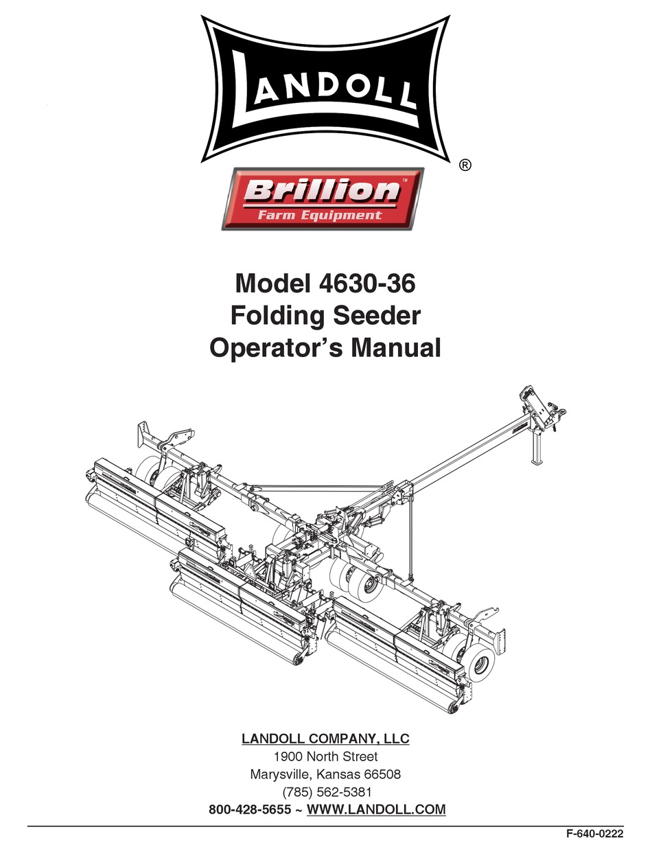 LANDOLL BRILLION 463036 OPERATOR'S MANUAL Pdf Download ManualsLib