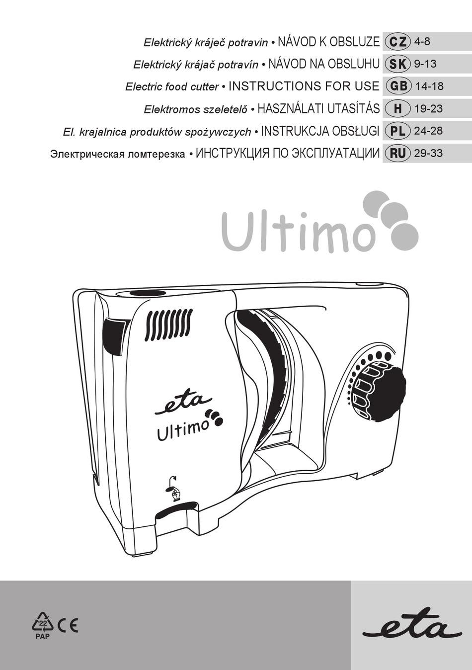ETA ULTIMO 0093 INSTRUCTIONS FOR USE MANUAL Pdf Download ManualsLib