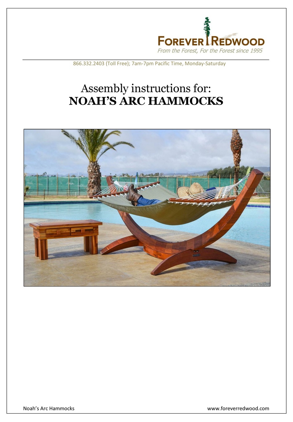 FOREVER REDWOOD NOAH'S ARC HAMMOCKS ASSEMBLY INSTRUCTIONS Pdf Download