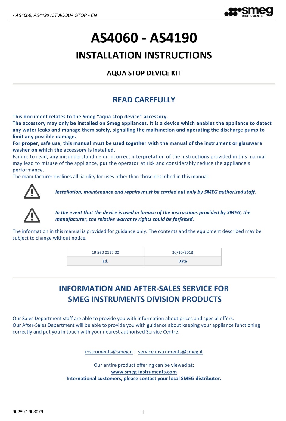 SMEG AS4060 INSTALLATION INSTRUCTIONS Pdf Download ManualsLib