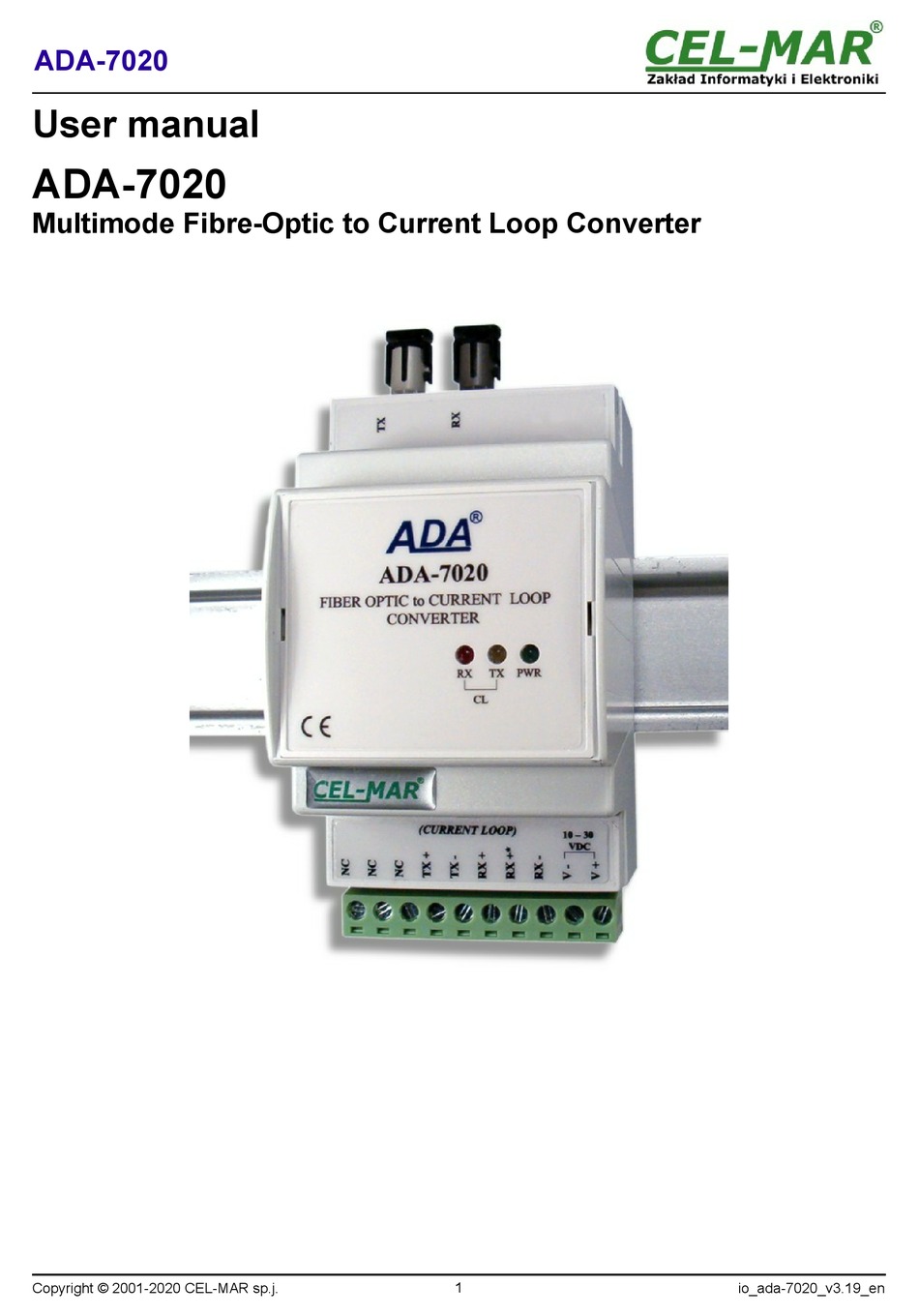 CELMAR ADA7020 USER MANUAL Pdf Download ManualsLib