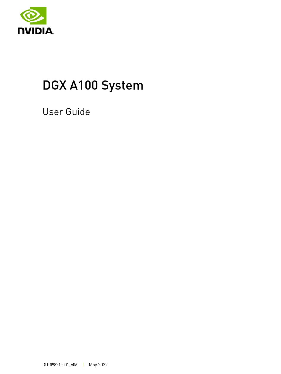 NVIDIA DGX A100 USER MANUAL Pdf Download | ManualsLib