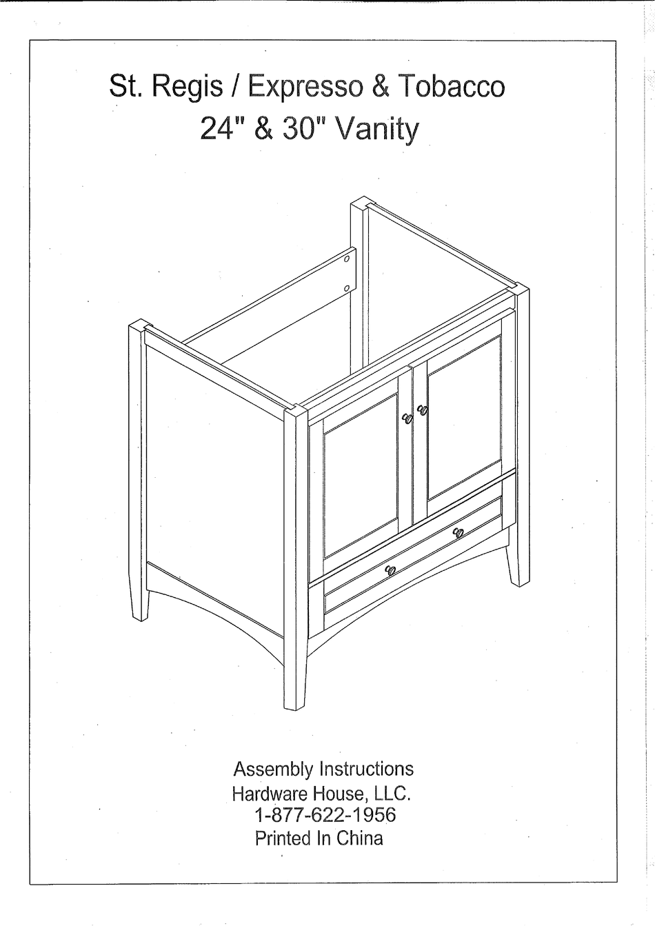 HARDWARE HOUSE ST. REGIS ASSEMBLY INSTRUCTIONS MANUAL Pdf Download
