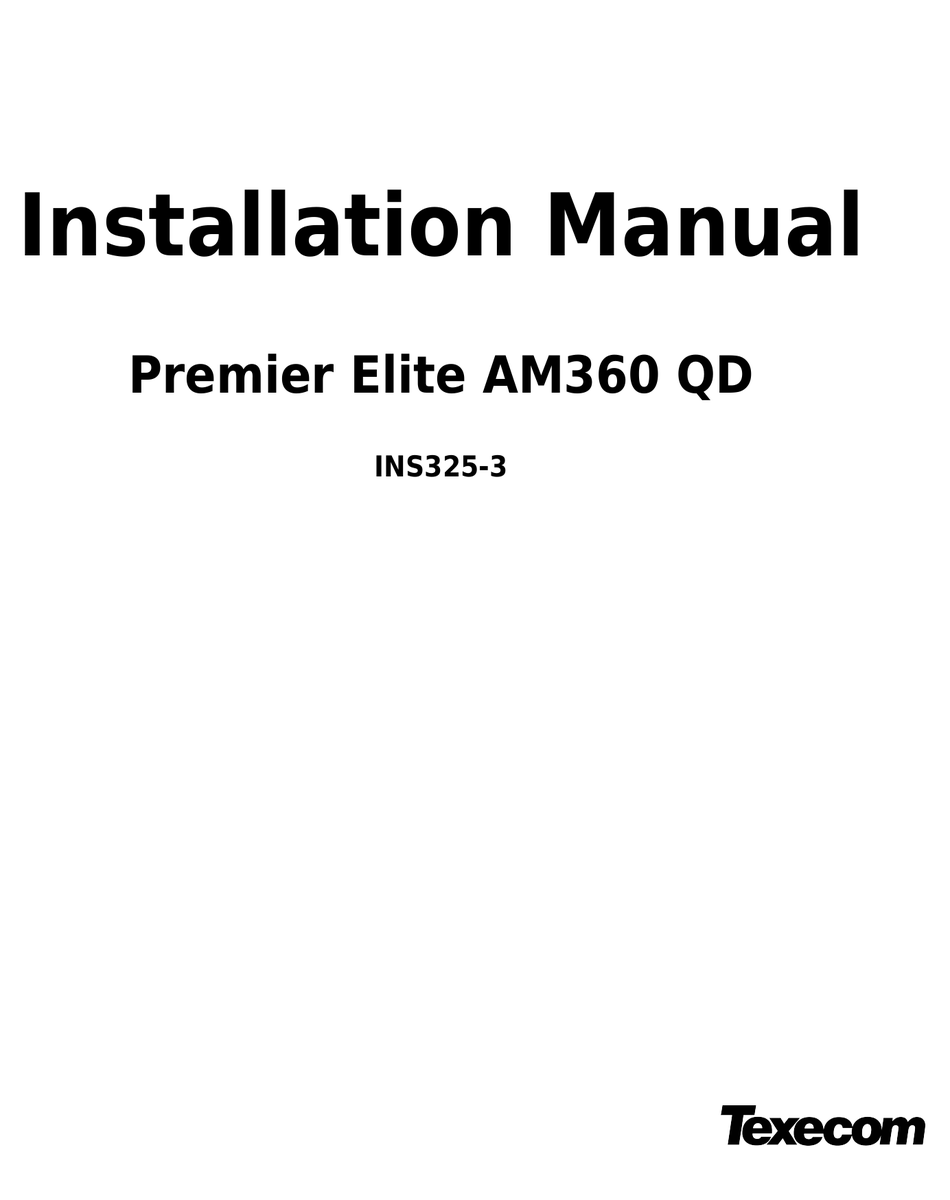 PREMIER ELITE AM360 QD INSTALLATION MANUAL Pdf Download