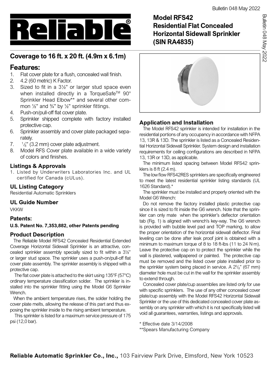 RELIABLE RFS42 APPLICATION AND INSTALLATION Pdf Download ManualsLib