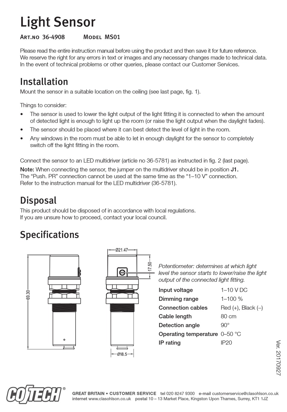 COTECH MS01 MANUAL Pdf Download ManualsLib