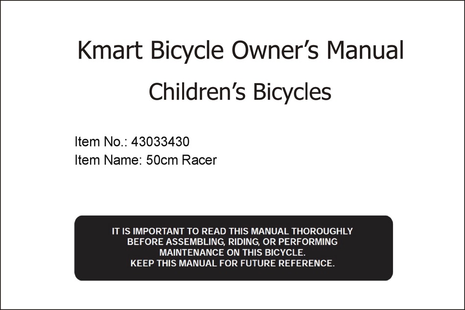 KMART 50CM RACER OWNER S MANUAL Pdf Download ManualsLib kmart-50cm-racer-owner-s-manual-pdf-download-manualslib