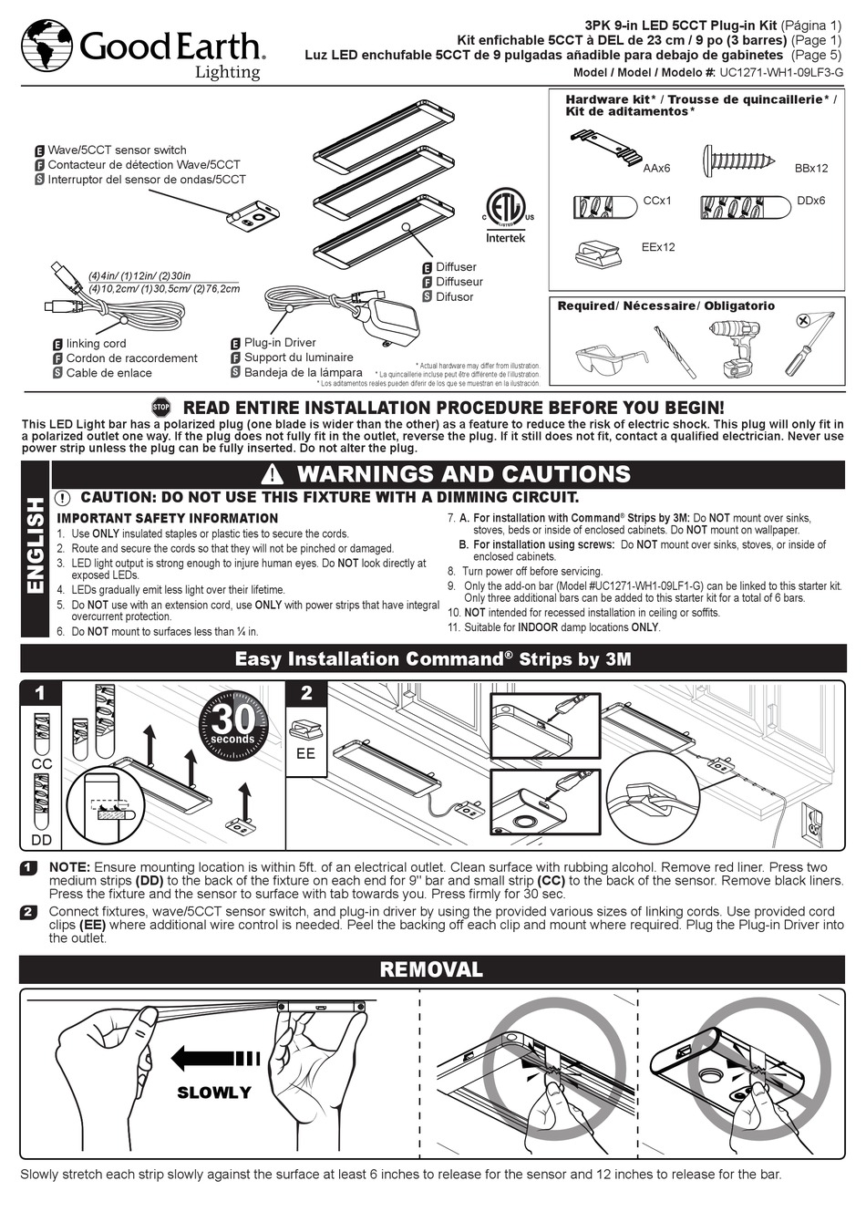 GOOD EARTH LIGHTING UC1271WH109LF3G MANUAL Pdf Download ManualsLib