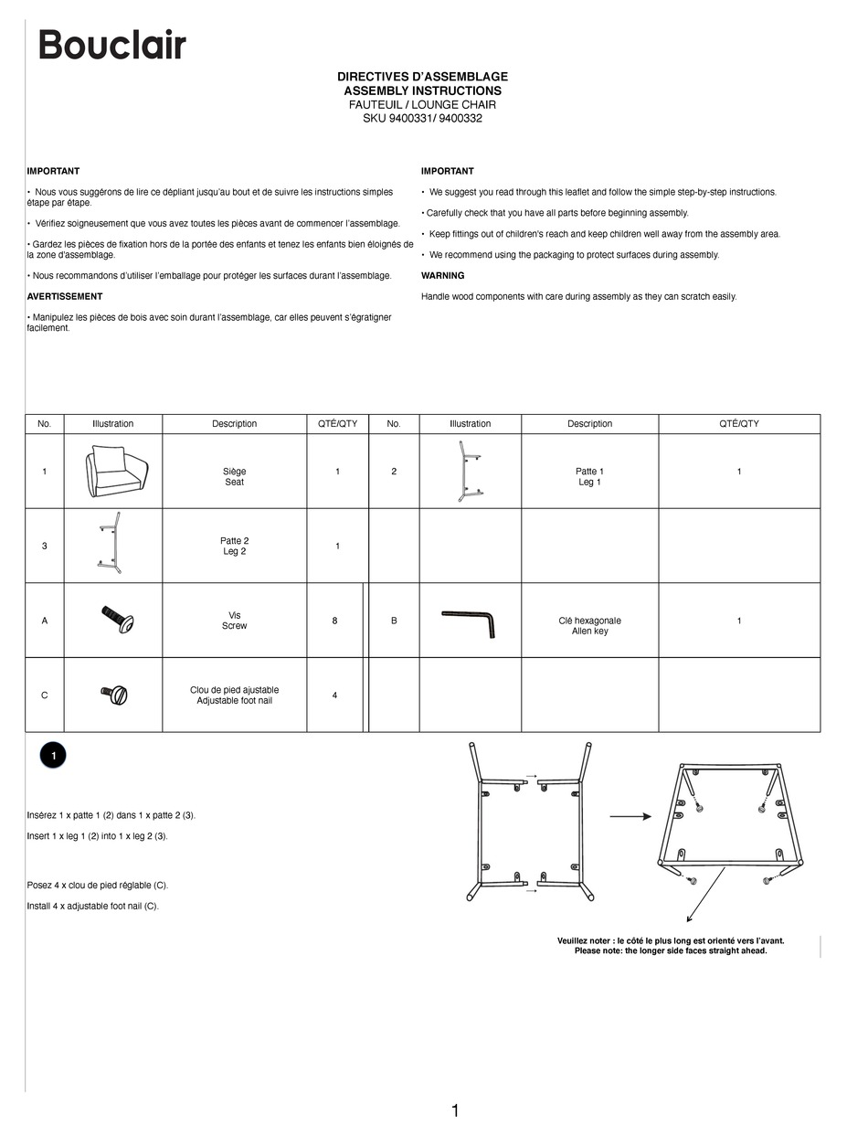 BOUCLAIR 9400331 ASSEMBLY INSTRUCTIONS Pdf Download ManualsLib
