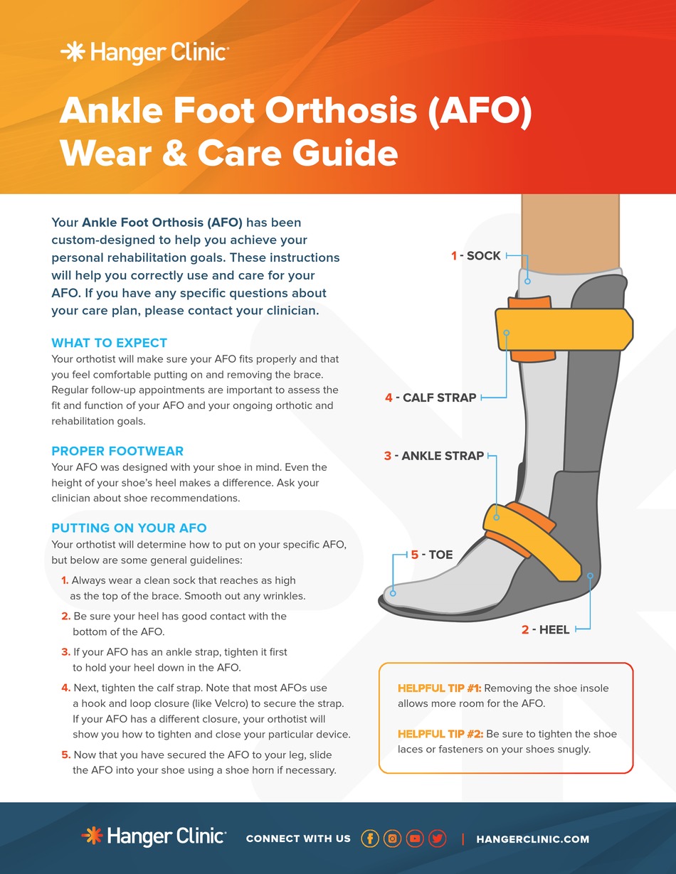 HANGER CLINIC AFO CARE MANUAL Pdf Download ManualsLib