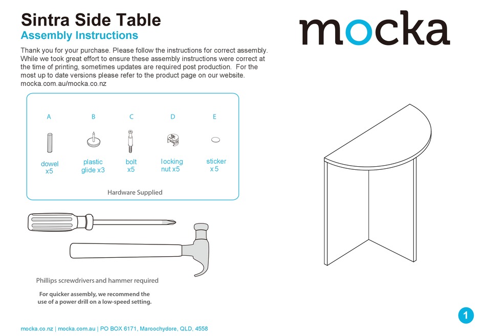 MOCKA SINTRA SIDE TABLE ASSEMBLY INSTRUCTIONS Pdf Download ManualsLib
