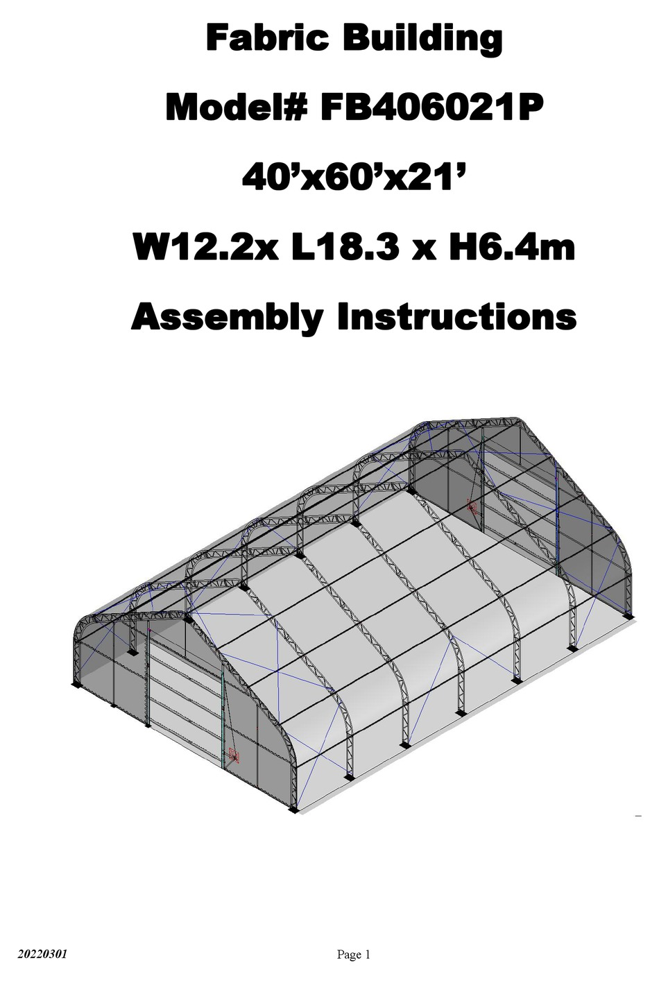 STORAGE CANOPY FB406021P ASSEMBLY INSTRUCTIONS MANUAL Pdf Download