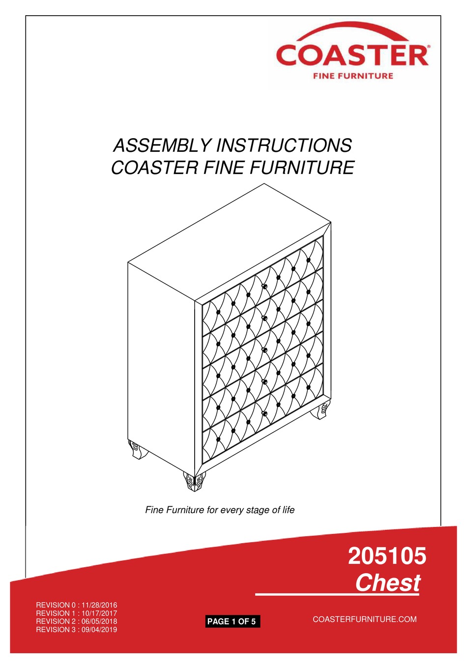 COASTER 205105 ASSEMBLY INSTRUCTIONS MANUAL Pdf Download ManualsLib