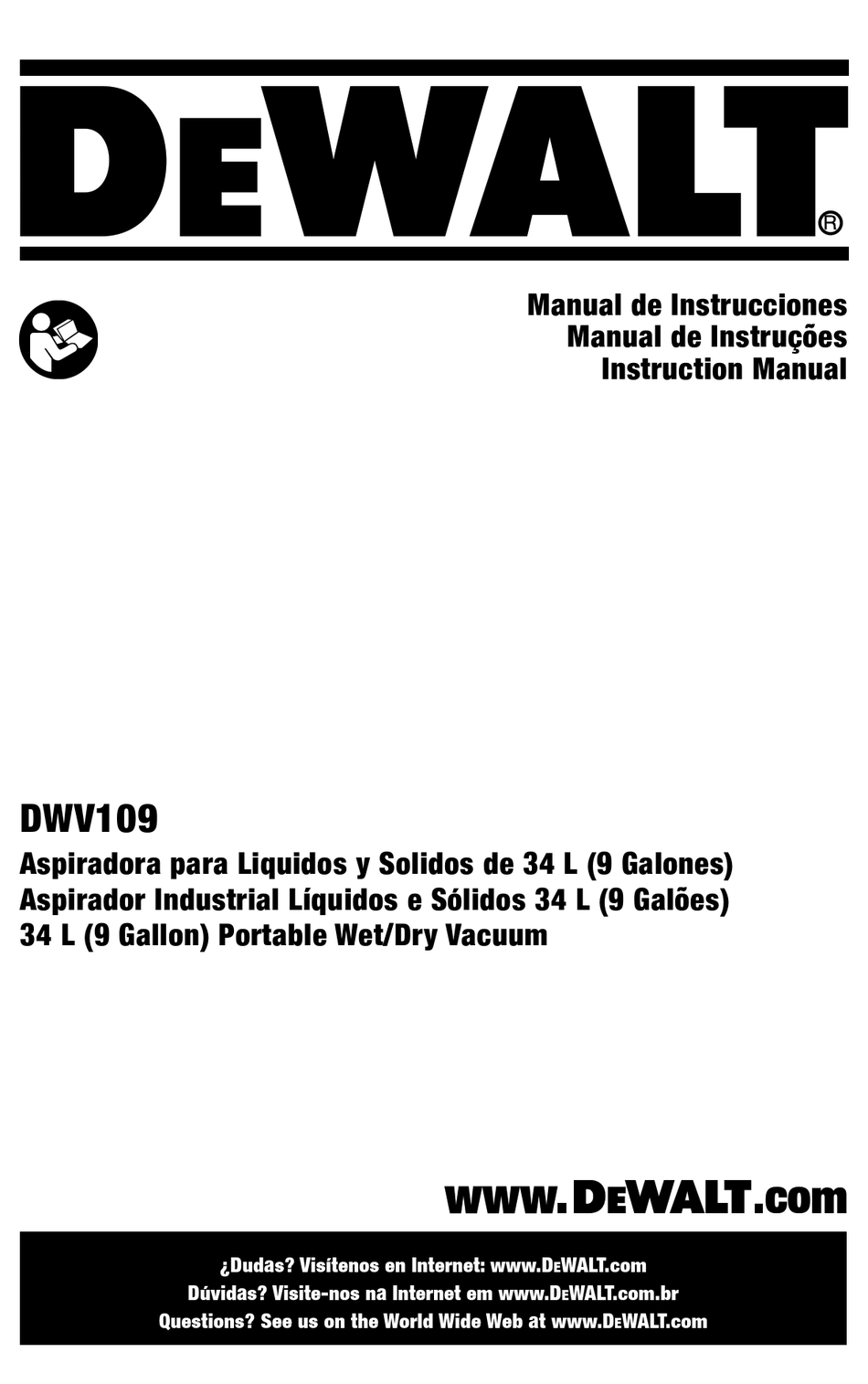 DEWALT DWV109 INSTRUCTION MANUAL Pdf Download ManualsLib