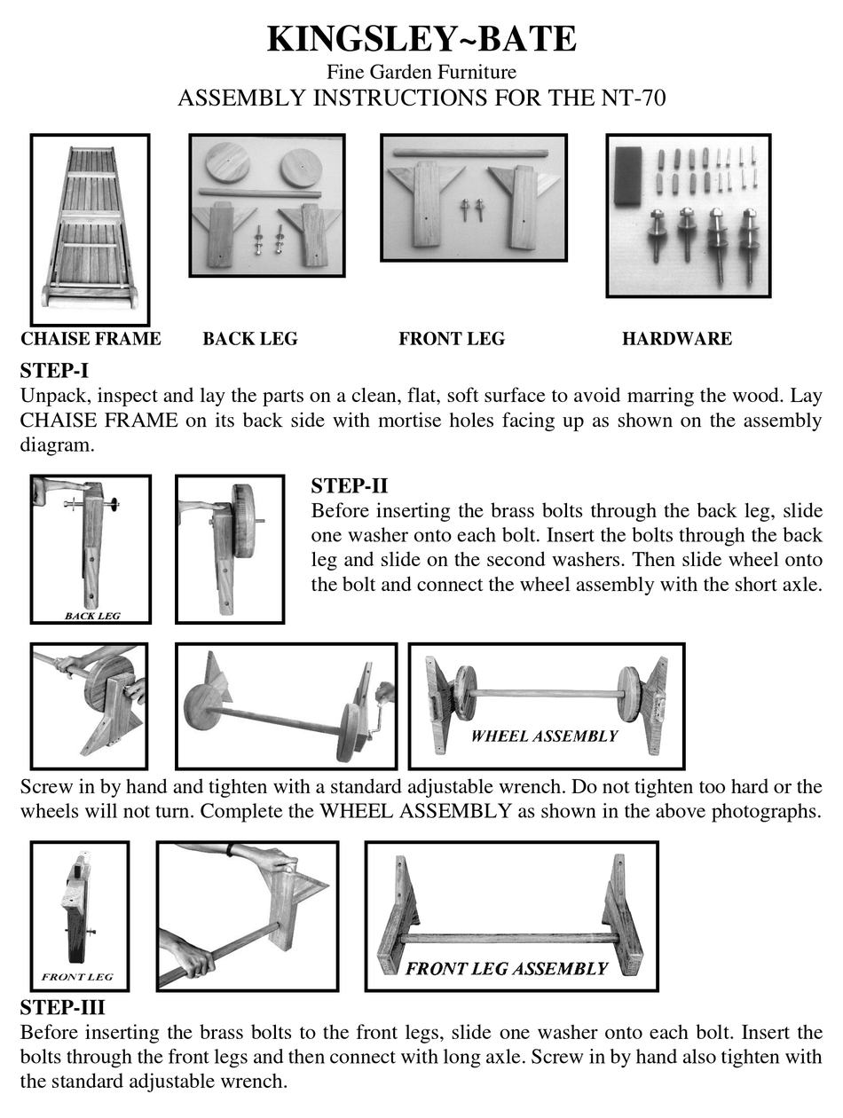 KINGSLEYBATE NT70 ASSEMBLY INSTRUCTIONS Pdf Download ManualsLib