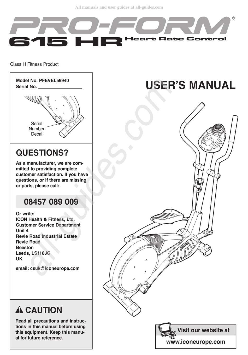 PROFORM 615 HR USER MANUAL Pdf Download ManualsLib