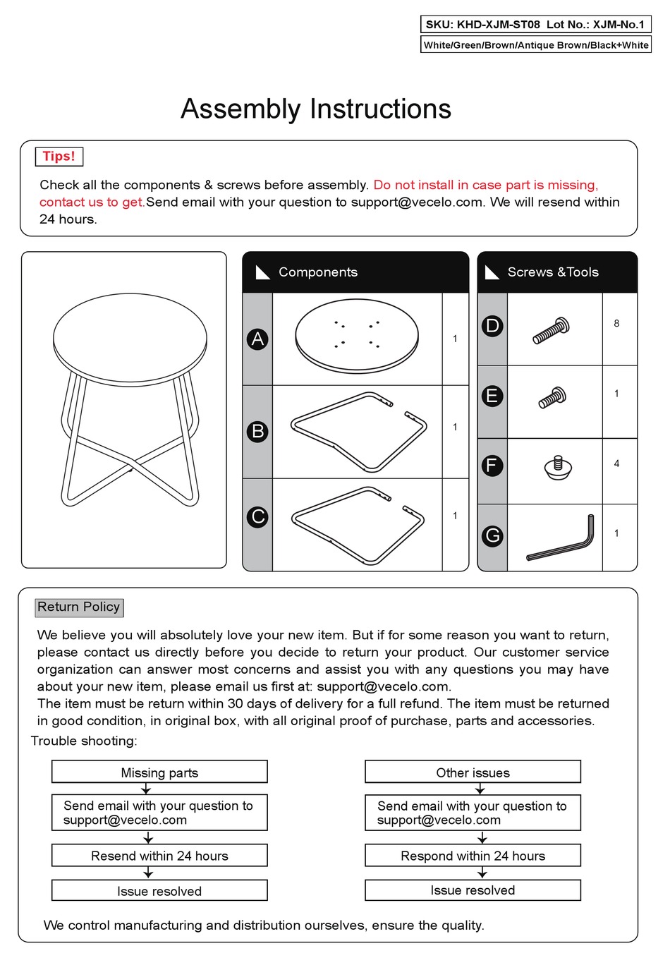 OVERSTOCK KHDXJMST08 ASSEMBLY INSTRUCTIONS Pdf Download ManualsLib