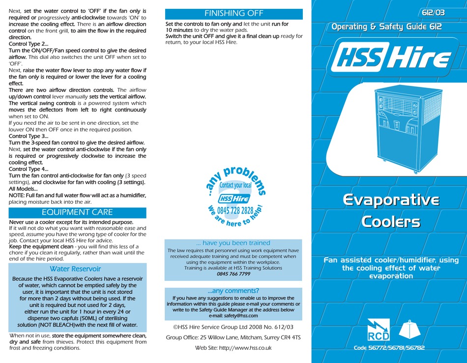 HSS HIRE 56772 OPERATING & SAFETY MANUAL Pdf Download ManualsLib