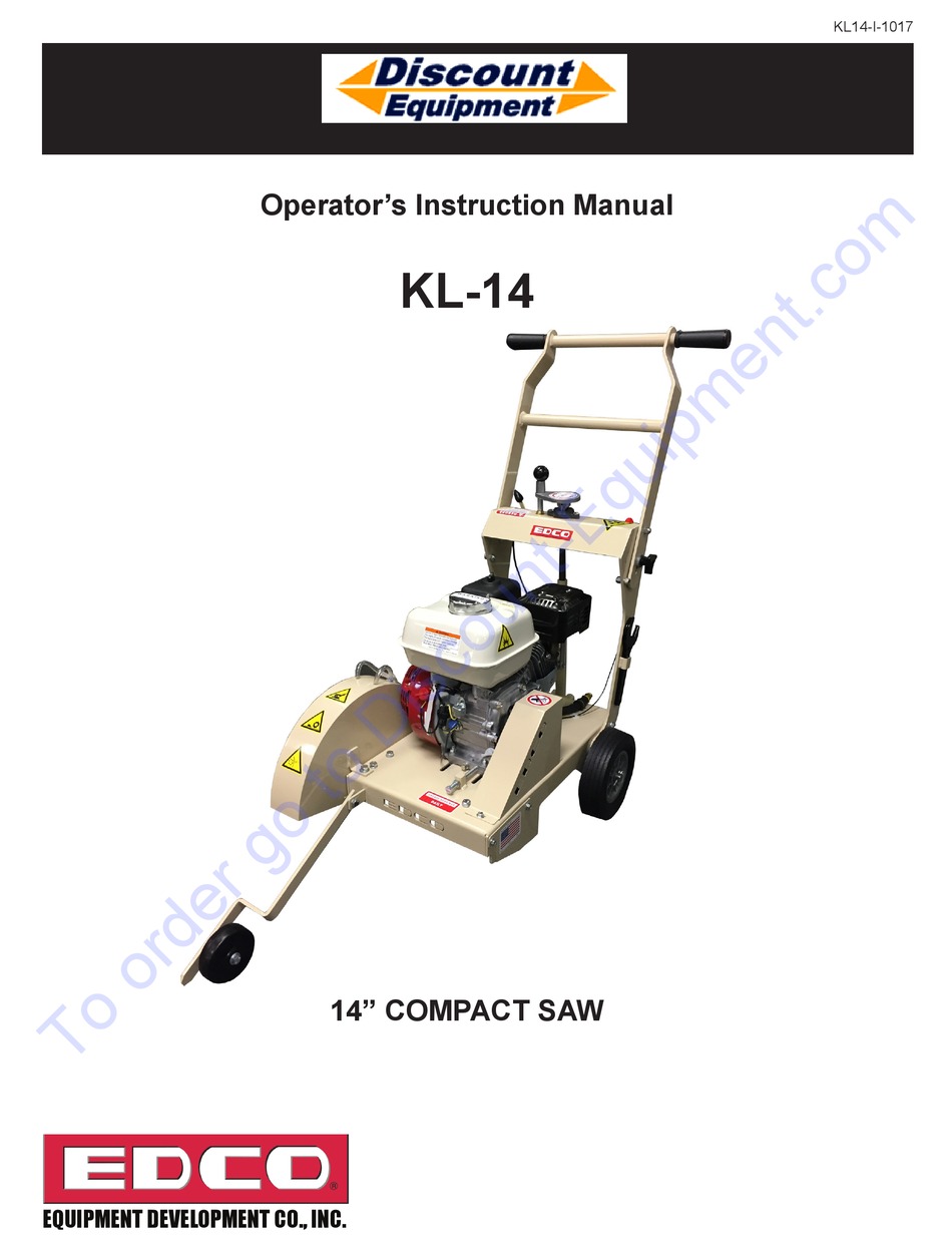 DISCOUNT EQUIPMENT KL14 OPERATOR'S INSTRUCTION MANUAL Pdf Download