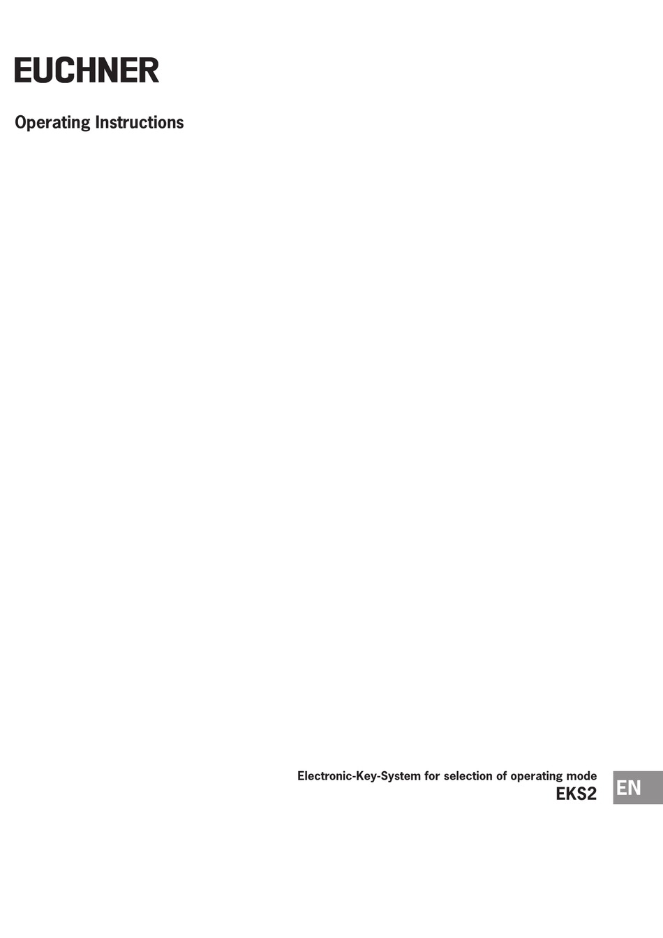 EUCHNER EKS2 OPERATING INSTRUCTIONS MANUAL Pdf Download ManualsLib