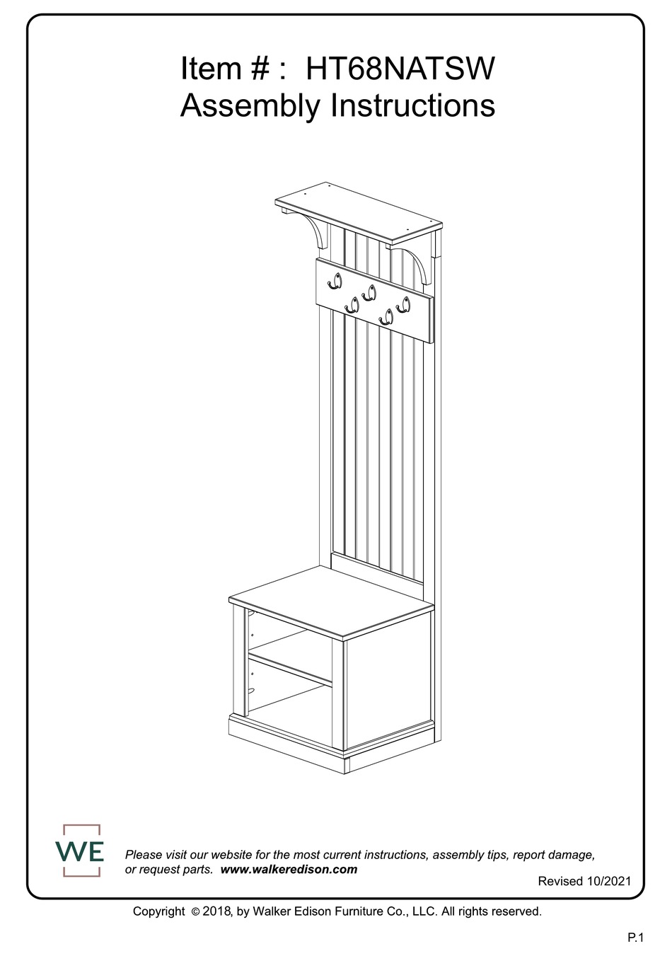WALKER EDISON HT68NATSW ASSEMBLY INSTRUCTIONS MANUAL Pdf Download