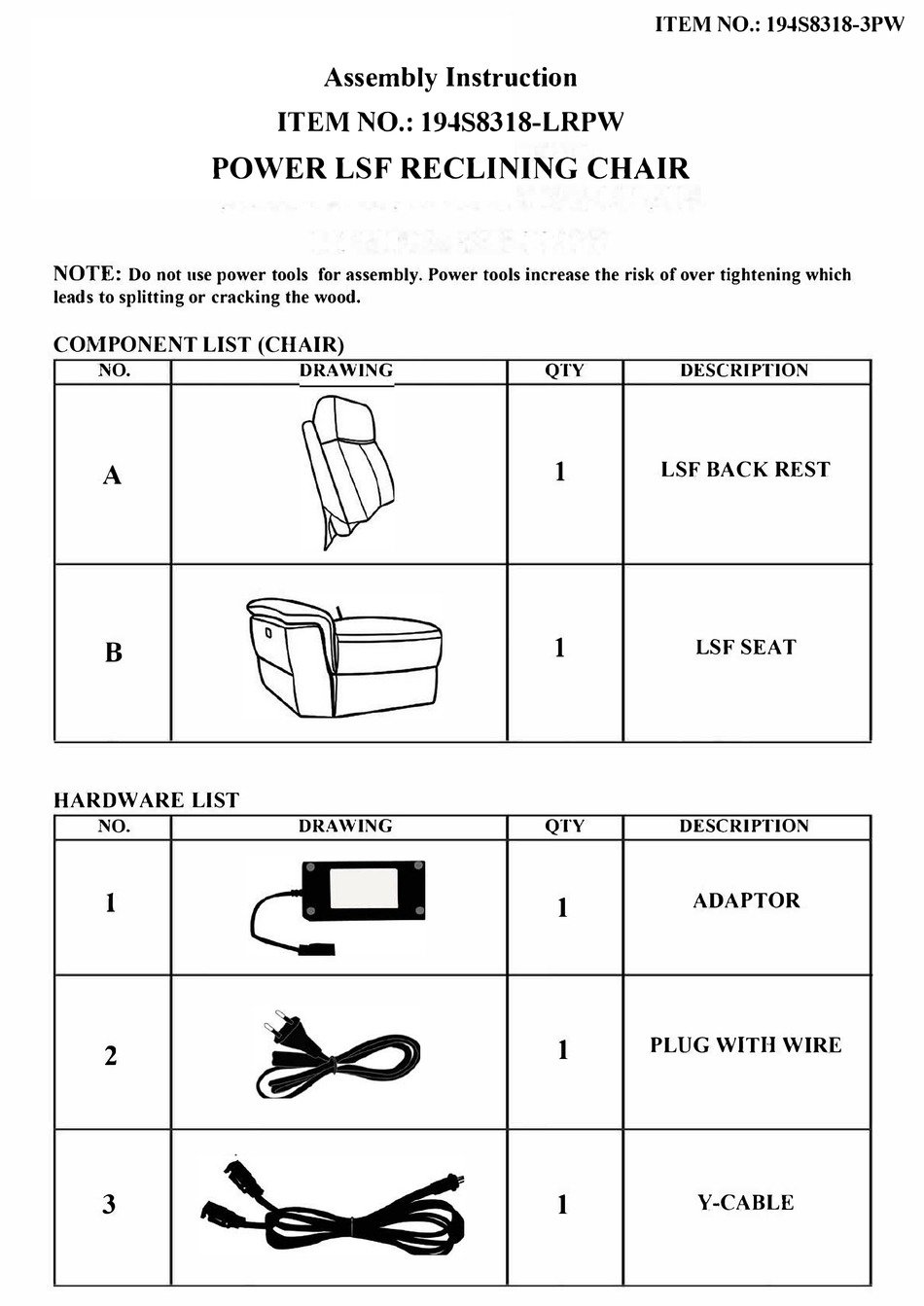 OVERSTOCK 194S8318LRPW ASSEMBLY INSTRUCTION MANUAL Pdf Download ManualsLib