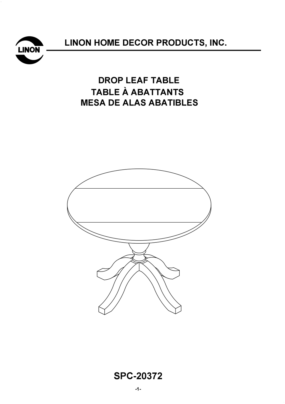 LINON SPC20372 ASSEMBLY INSTRUCTIONS MANUAL Pdf Download ManualsLib