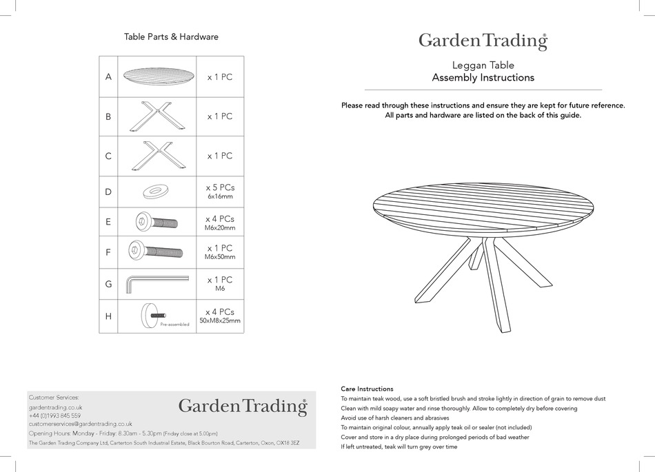 GARDEN TRADING LEGGAN FUTE30 ASSEMBLY INSTRUCTIONS Pdf Download
